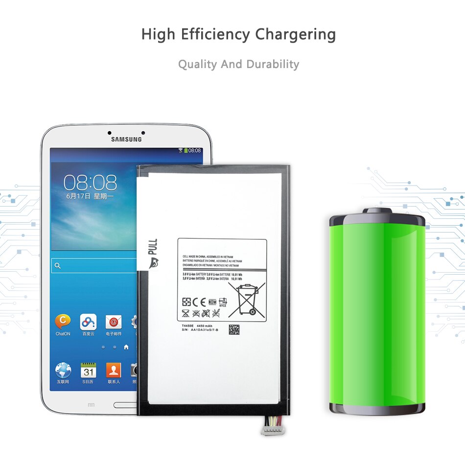 Tablet Li-Polymer Battery For Samsung GALAXY Tab 3 8.0 SM T310 T311 Replacement Battery 4450mAh T4450E