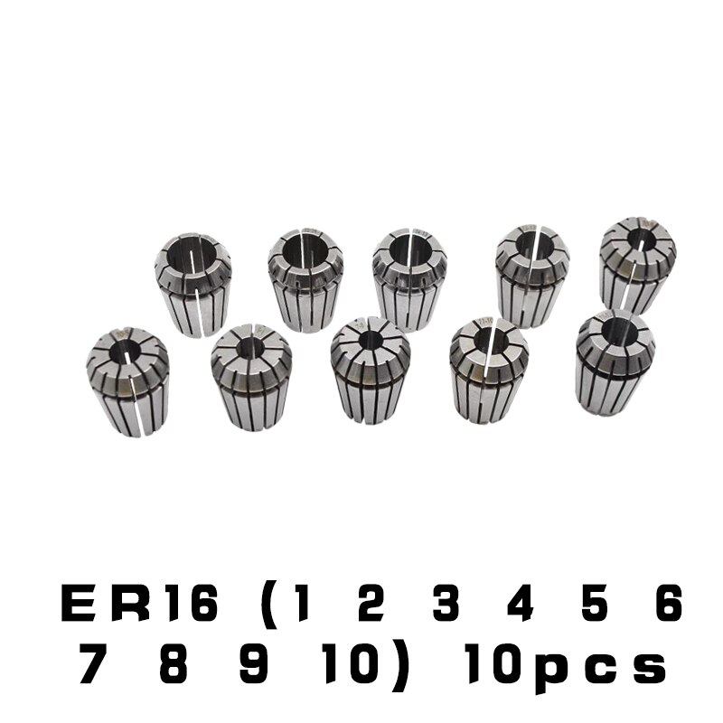 10pcs ER16 1 2 3 4 5 6 7 8 9 10mm High Precision Spring Collet with ER16 Motor Shaft For CNC Engraving Machine Lathe Mill Tool