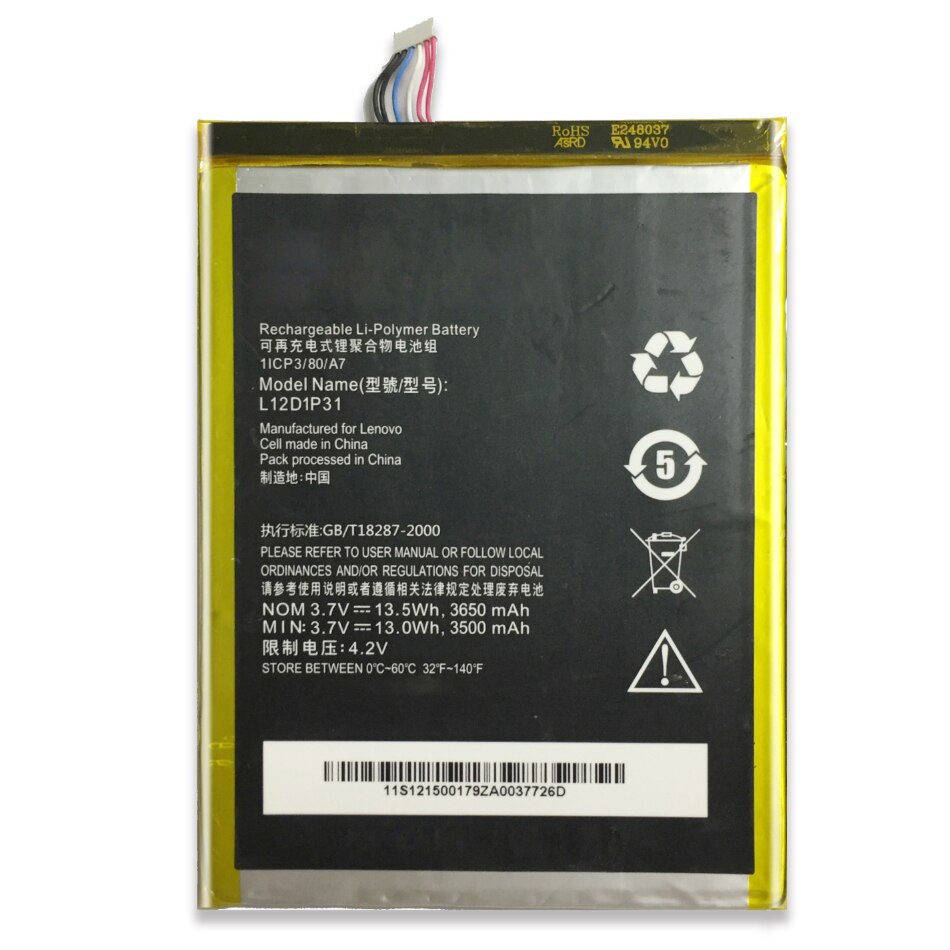 Replacement Battery 3650mAh for Lenovo IdeaTab Lepad A1000-L A1010 A3000 A3300 A5000