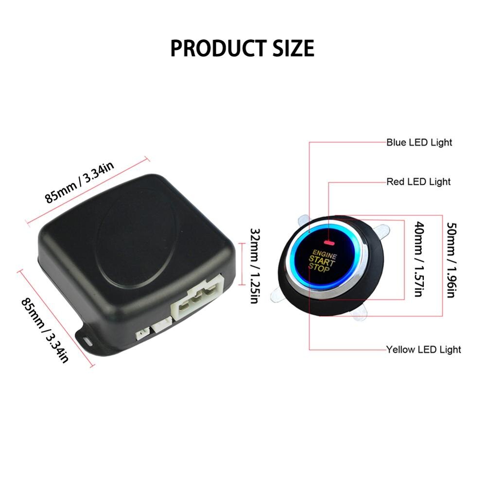 12V Car Smart Alarm System Push Engine Start Stop Button Lock Ignition Immobilizer with Remote Keyless Go Entry System