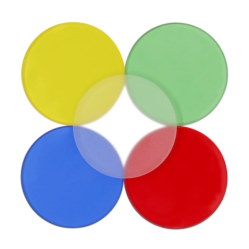 Filtros de microscopio opcionales, vidrio óptico esmerilado transparente, verde, azul, amarillo, blanco, rojo, 32, 35, 42, 45mm, 5 piezas