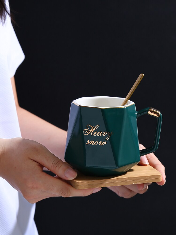 Gold Luxury Espresso Coffee Mugs Ceramic Reusable Mug Lid Coffeeware Canecas De Porcelana Travel Mug EA60MK