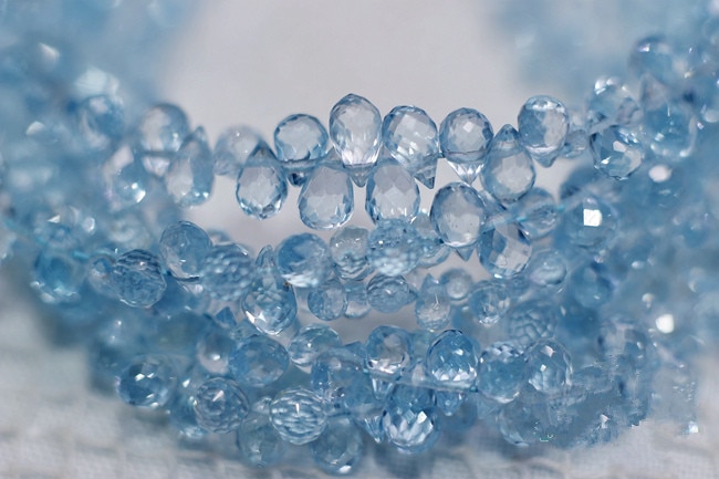 Perles amples, une pièce, topaze bleue ciel, goutte à facettes, pour la fabrication FPPJ bijoux à bricoler soi-même, , pierre précieuse naturelle