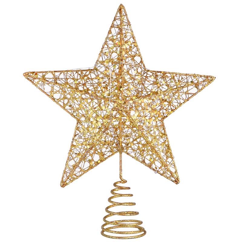 25 x 30cm Christmas Tree Topper Star Warm Lights For Christmas Party Decoration Golden