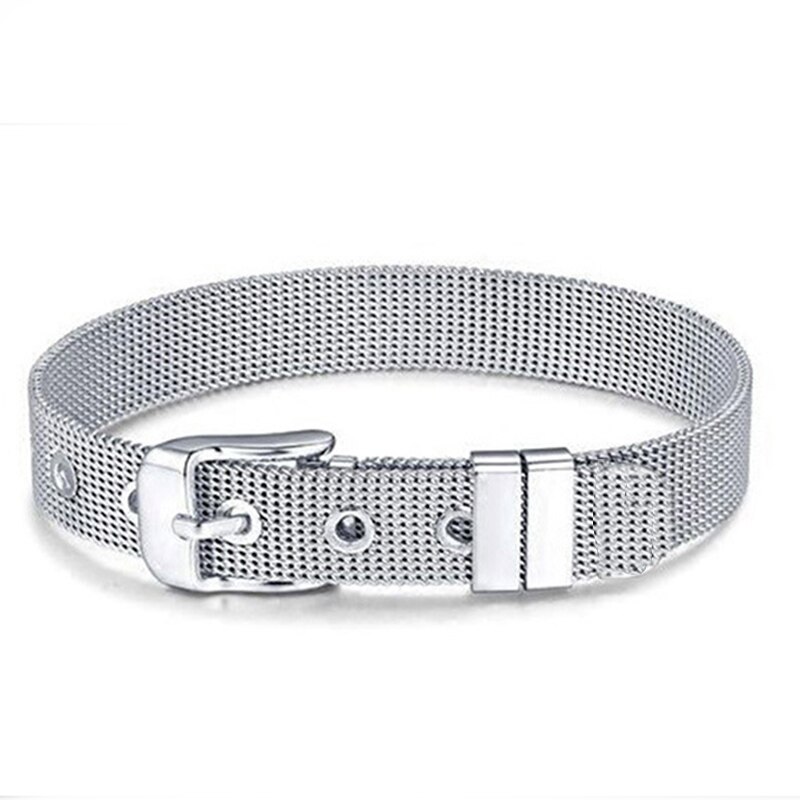 Mesh Bracelets Slide Crystal Love Heart Charms Fine Bracelet Stainless Steel Bracelet for Woman Valentine's Day Jewelry: ST018