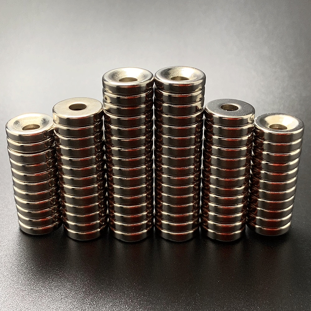 10Pcs 12x3-4 Neodymium Magnet 12 x 3 Hole 4 N35 NdFeB Round Super Powerful Strong Permanent Magnetic imanes