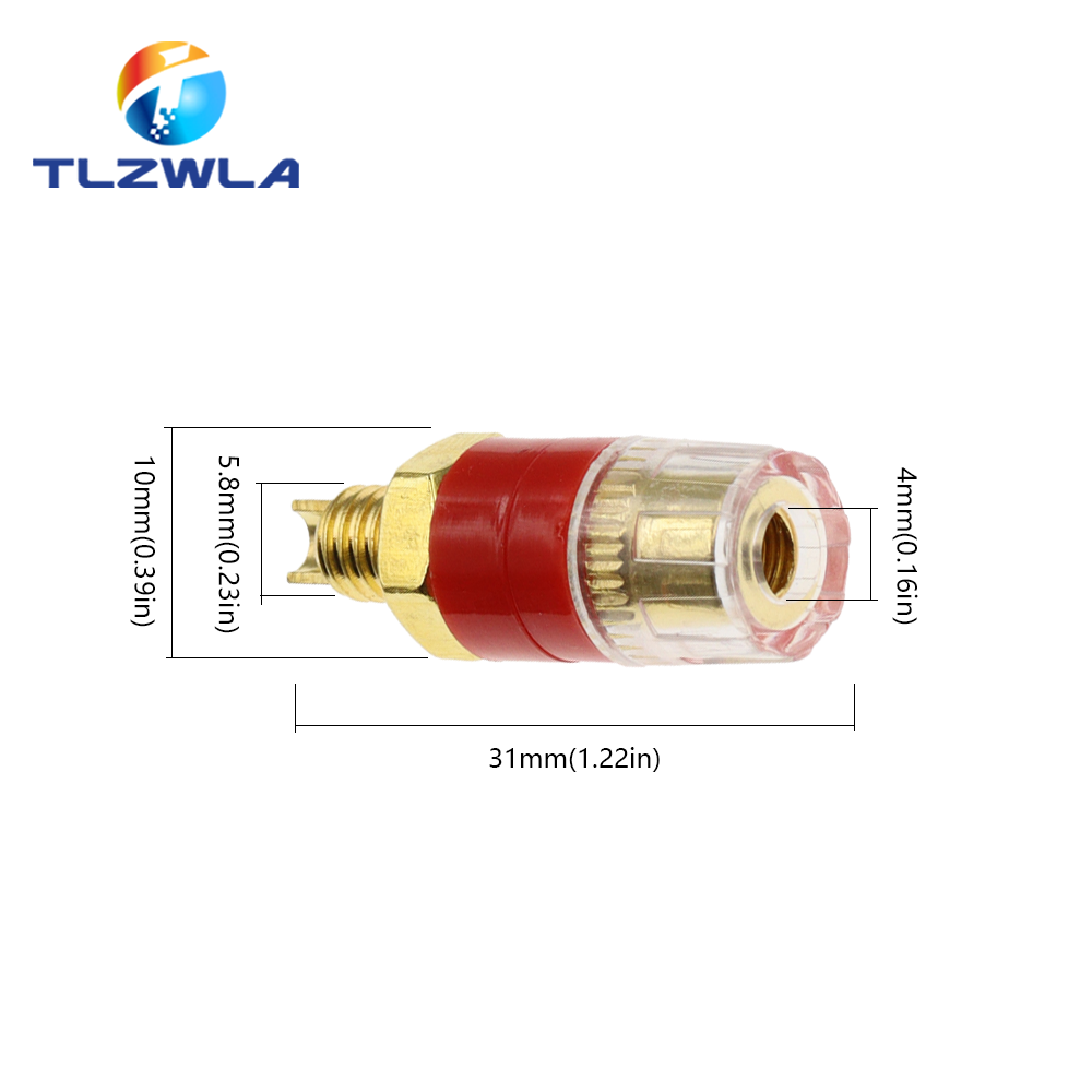 Terminal de latón de 2 piezas para amplificador, conector Banana de 4mm, CD, Audio, altavoz, poste de encuadernación, hilo de 31MM