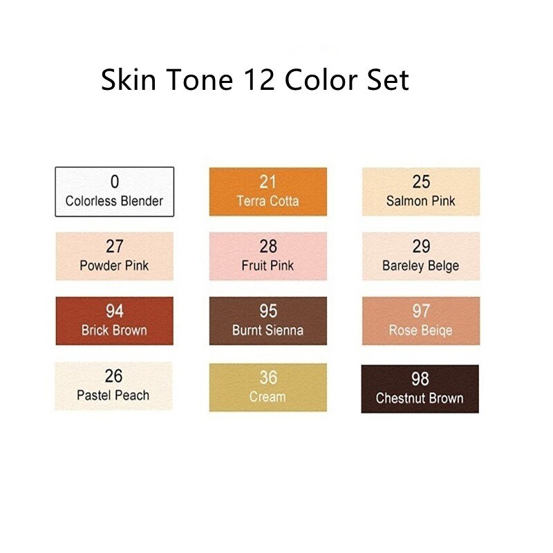 TouchNEW Soft Brush Markers Pen Sketch Markers Alcohol Based Dual Head Brush Markers Pen For Drawing Manga Art Supplies Markers: Skin Tone 12 Color