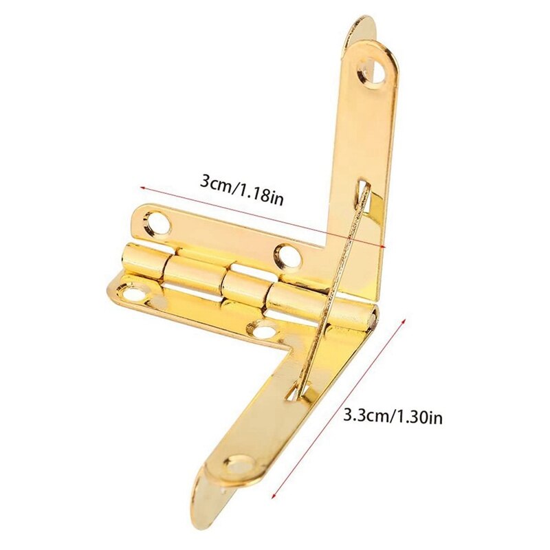 20 PCS 90° Spring Hinge Tenon Hole Support Tool, Suitable For Small Jewelry Wine Clock Door (Gold)