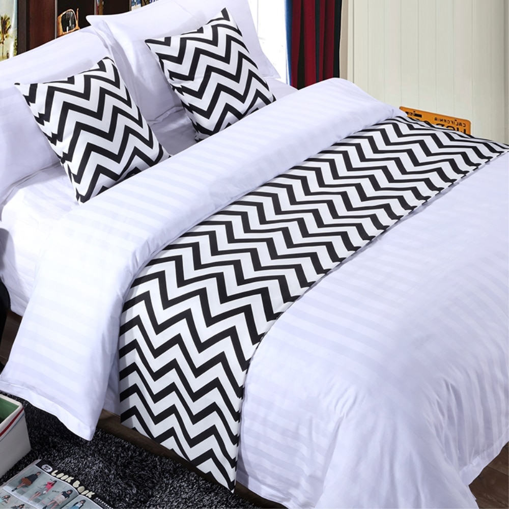 Rayuan sort og hvid stribe bomuldstæppe sengetæppe sengeløber kaste hjem hotel soveværelse sengetøj indretning seng halehåndklæde