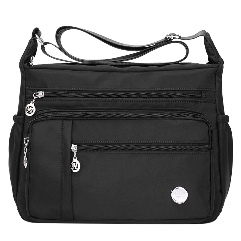 Women Zipper Waterproof Nylon Messenger Bag Shoulder Bags Messenger Single Shoulder Crossbody Bag Waterproof Bags #g2: Black / S