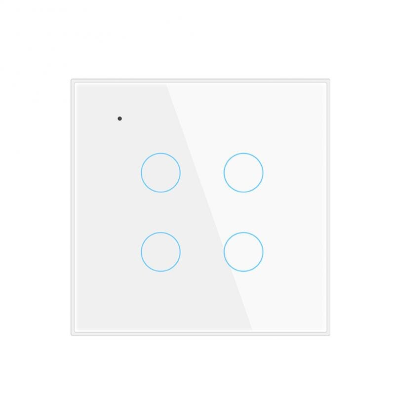 Tuya Wifi Slimme Lichtschakelaar Met Neutrale Draad 1 2 3 4 Gang Touch Sensor Slimme Schakelaar Voice Control alexa Google Thuis: White 4 Gang