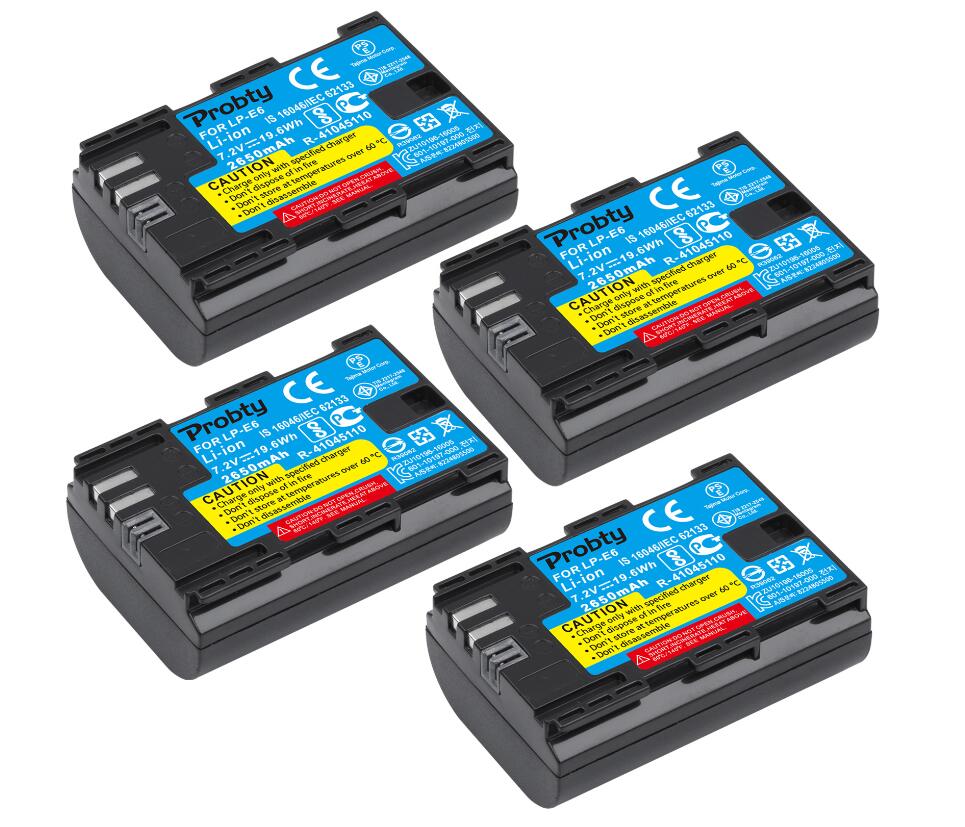 Lp  e6 e6n lp -e6 lpe 6 batteri 2650 mah för canon 5d mark ii iii iv , 80d, 70d, 60d, 6d,  eos 5ds, 5 d 2, 5 d 3, 5 dsr , 5 d 4 kamera: 4 st batteri
