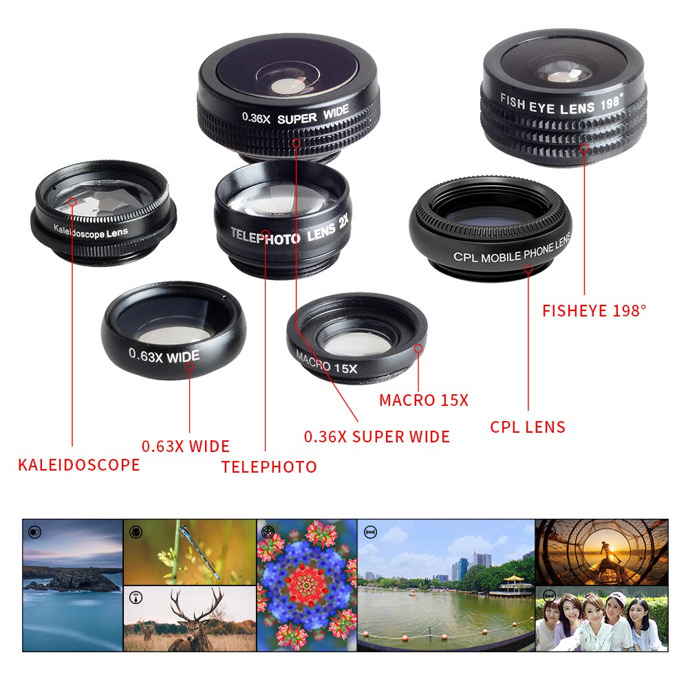 Apexel 15X Super Macro Lens Telefoon Camera 5 In 1 Universele 0.63x Fisheye Groothoek Telescoop Lens Met Cpl Voor alle Smartphones