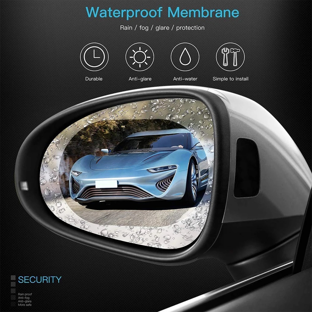 2X Film Anti-pluie pour rétroviseur de voiture, Film étanche pour vitres de verre, autocollant Anti-buée et Anti-reflet, accessoires automobiles