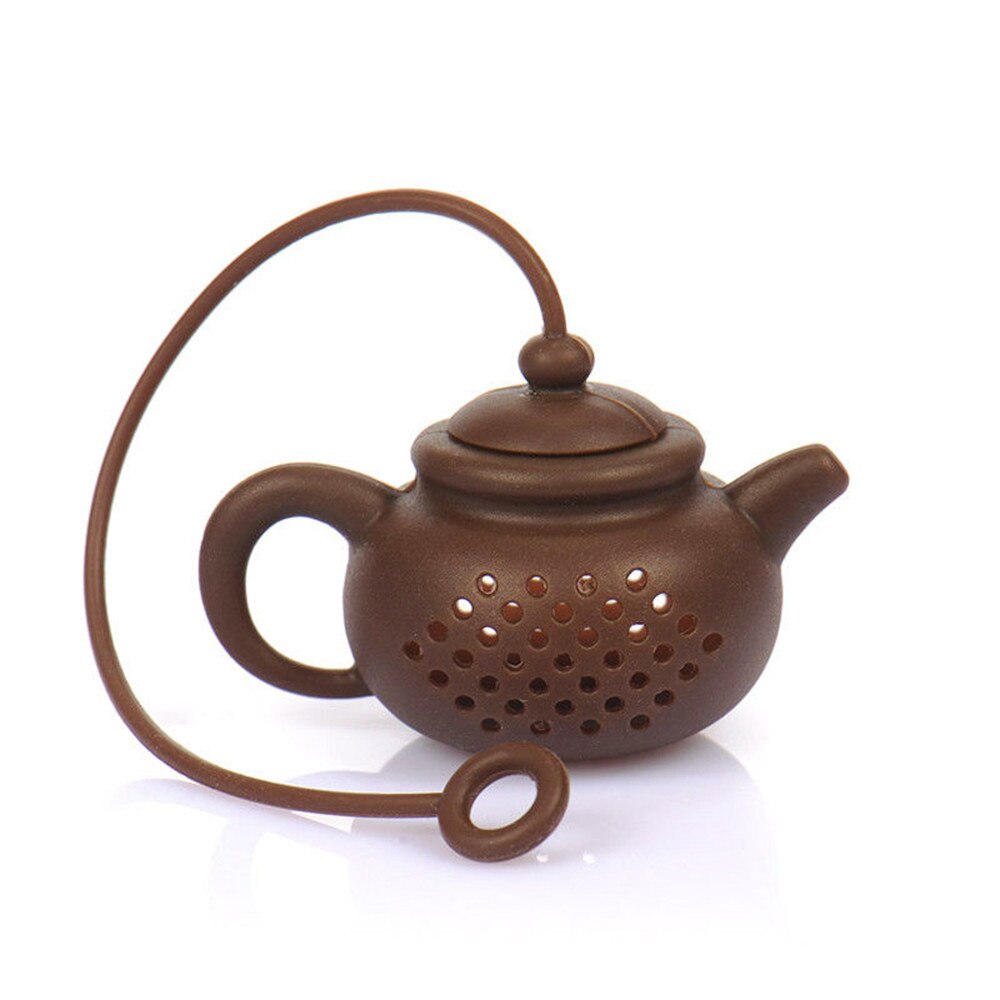 Theepot-Vorm Thee-ei Zeef Silicone Theezakje Leaf Filter Diffuser Siliconen Thee Accessoires 2 Kleuren: Coffee