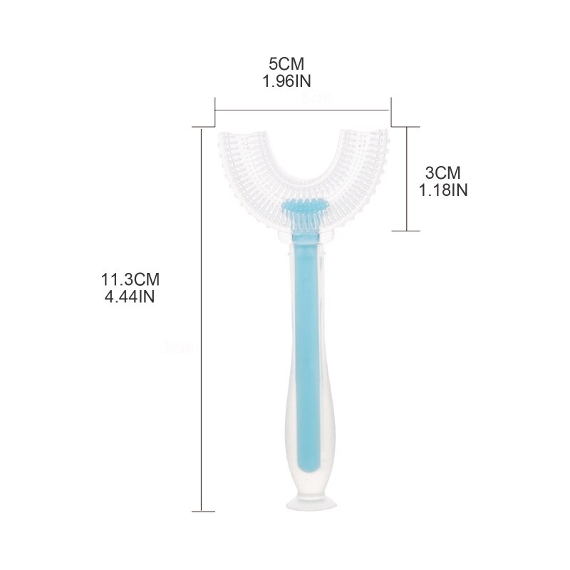 Handheld 360 ° U-Vormige Baby Tandenborstels Siliconen Borstelkop Mond Tandenborstel QX2D