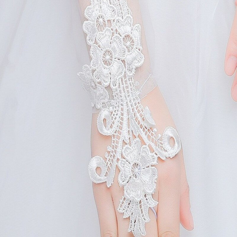 Luxury Lace Hand Gloves for Wedding Bride Gloves Tulle Bridal Dress Long Fingerless Accessories Prom Party ST221