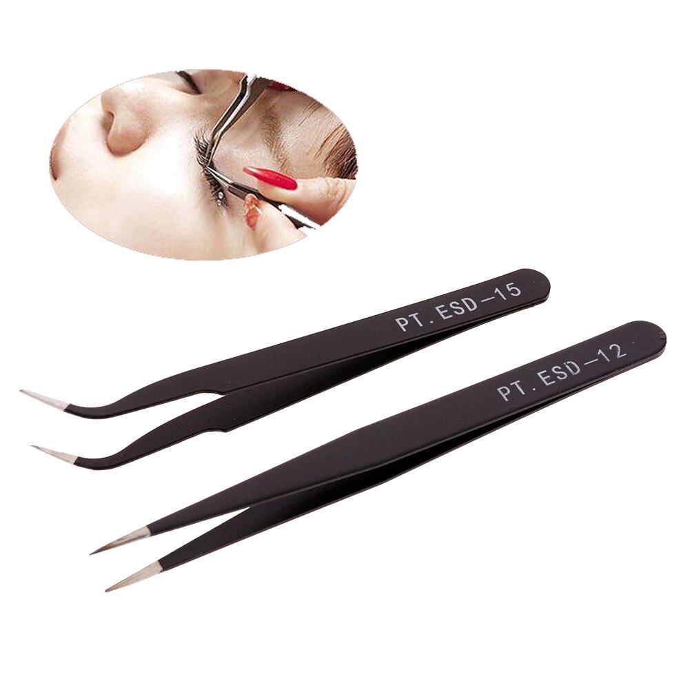 6Pcs ESD Anti-Static Stainless Steel Tweezer Set Maintenance Repair Tool Kit Anti Static Model Making Tool Hand Tool Set