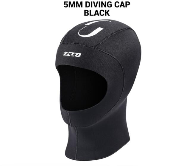 Gorro de buceo de 5MM y 3MM, equipo subacuático de neopreno, sombreros de buceo para Windsurf y piscina: H51 5MM Black / S