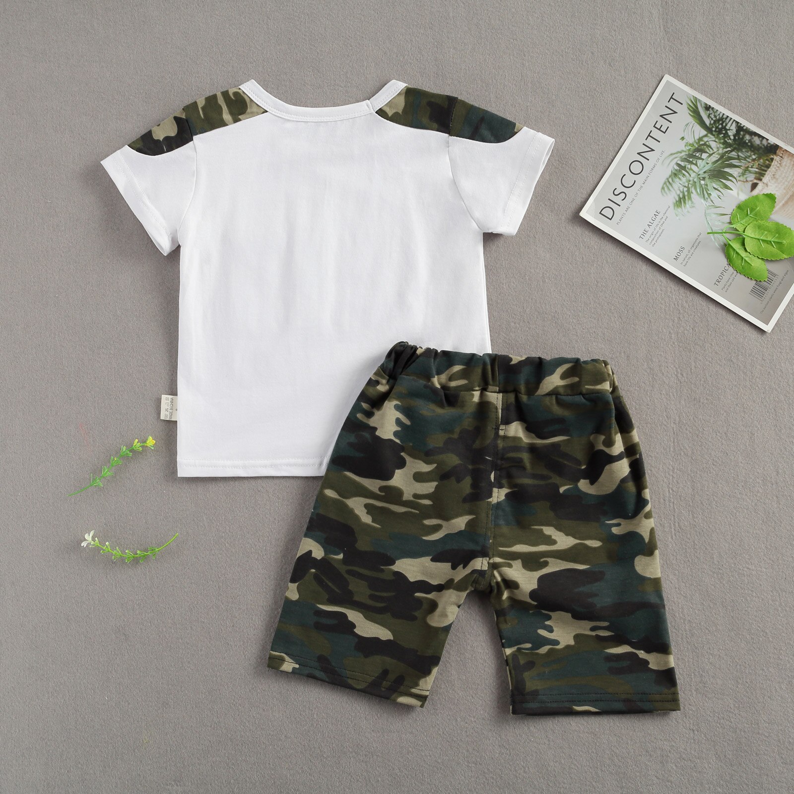 Focosorn – ensemble de vêtements d'été pour bébés garçons de 1 à 4 ans, imprimé Camouflage, manches courtes, poche, Short