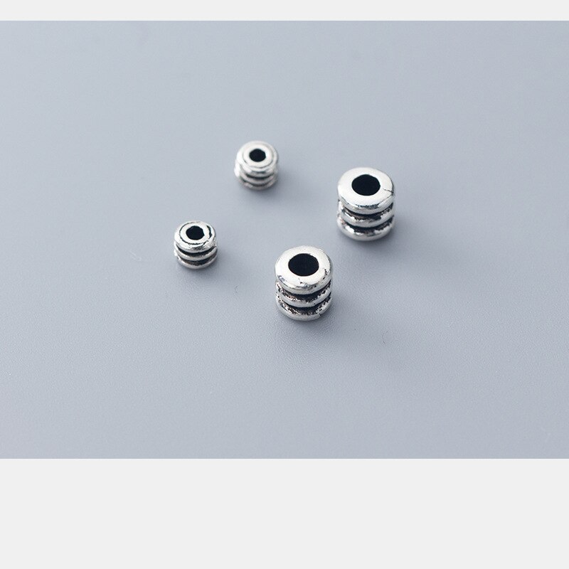 Tornillo Plata de Ley 925 espaciador abalorios redondos, 4mm, 6mm, manualidades, pulseras Retro, abalorios de rueda, accesorios de joyería DIY