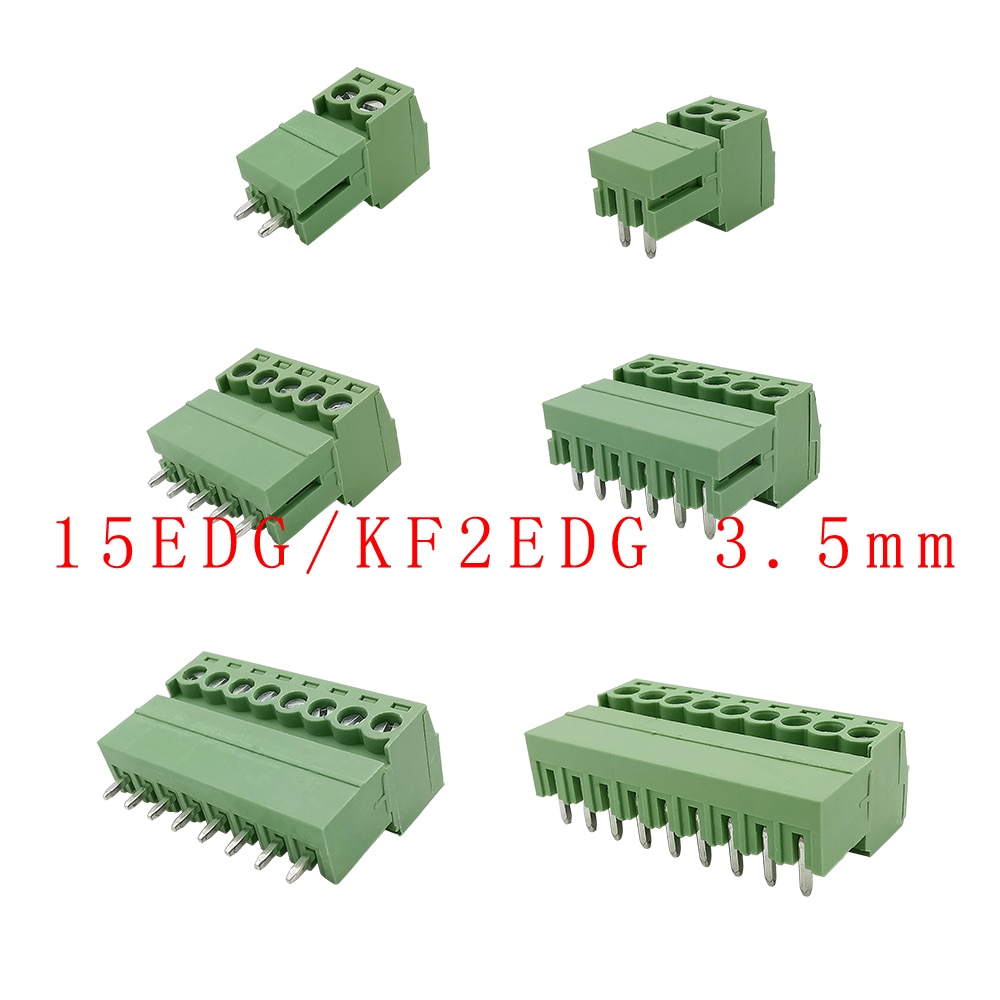 5Pairs 15EDG 3.5 mm KF2EDG 3.5mm PCB Screw Terminal Block Connector Right Angle/ Straight Needle Plug Pin Header Socket 2-12 Pin