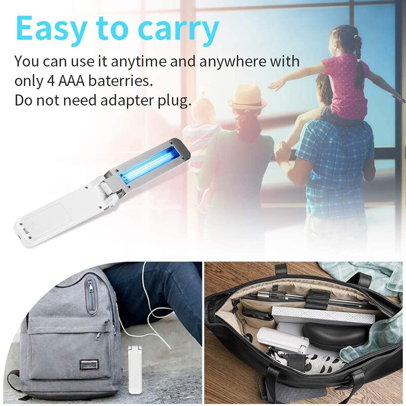 Uvc ultravioletti taitettava usb ladattavat lamput kannettavat kädessä pidettävät sterilointi taitetut valot sterilointi desinfiointi uv-lamppu