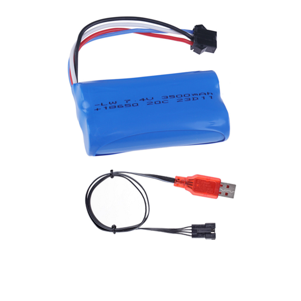 18650 7.4V 3500Mah/5000/6800mAh Li-ion battery SM4P plug/Charger for Udi007 Udi001 UDI002 UDI902 HJ806 960 961 RC racing boat: GRAY