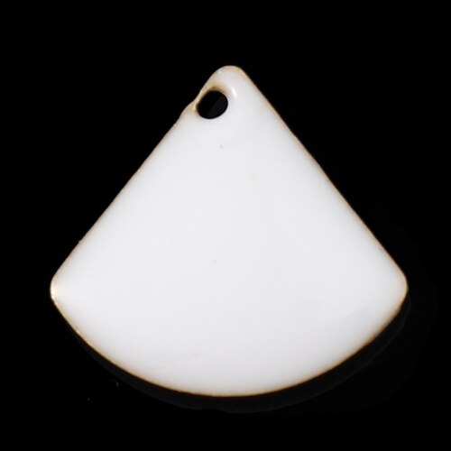 Doreenbeads moda cobre esmaltado lantejoulas pingente fan-em forma de bronze cor preto vermelho branco jóias diy 13mm x 12mm, 10 peças: 2