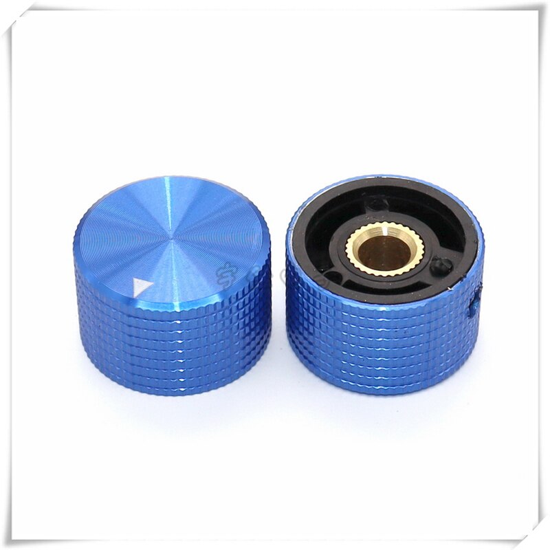 Perilla de ajuste de panel mecánico, potenciómetro de perilla de aleación de aluminio de 25 × 15,5mm, el diámetro del orificio redondo es de 6,35mm, 2 unidades: Azul