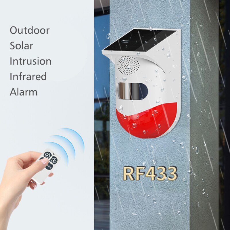 Solar Infrarood Alarm Detector Sensor RF433 Afstandsbediening Wireless Home Inbreker Alarm Sirene Pir Motion Sensor Detector