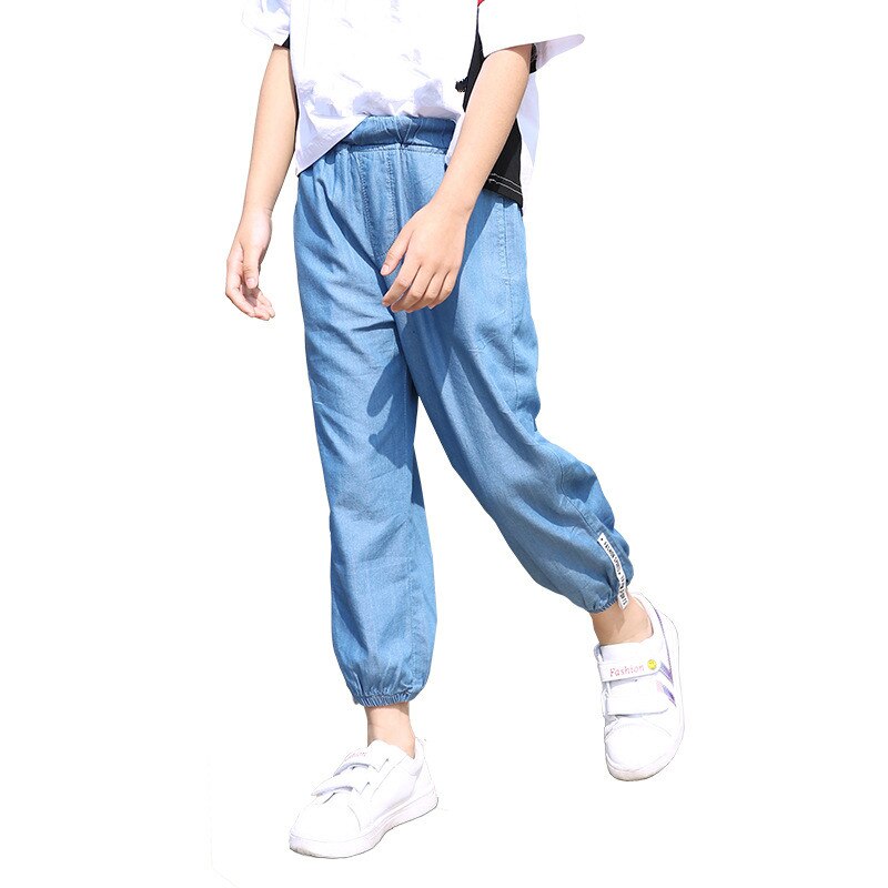 Baby boys kläder is siden cowboy jean byxor sommar mjuka jeans harem byxor resår midja enfärgad sport pojkar kläder outfit