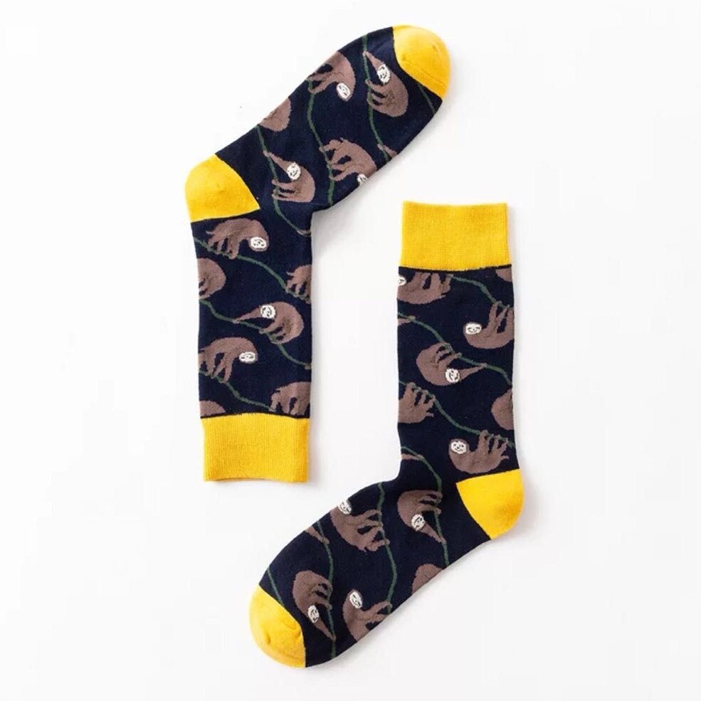 Eksplosjon sokker sau blader eggeskall kanin blader fjær primitiv ape ape lyn abstrakt Doodle bomullssokk jente: 010