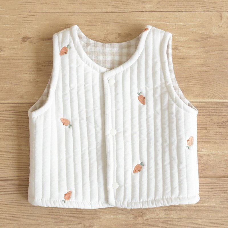 Baby Vesten Winter Herfst Dikke Katoenen Gewatteerde Geborduurde Beer Pasgeboren Vest Baby Jongens Meisjes Jas Jas Kleding 3-24M: carrot