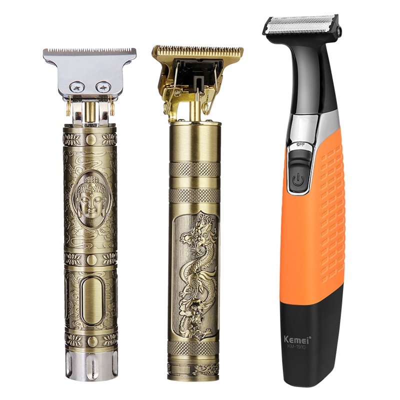 Kemei tondeuse à barbe barbier tondeuse à cheveux en forme de T Machine de découpe coupe de cheveux hommes rasoir une lame sans fil tondeuse mâle