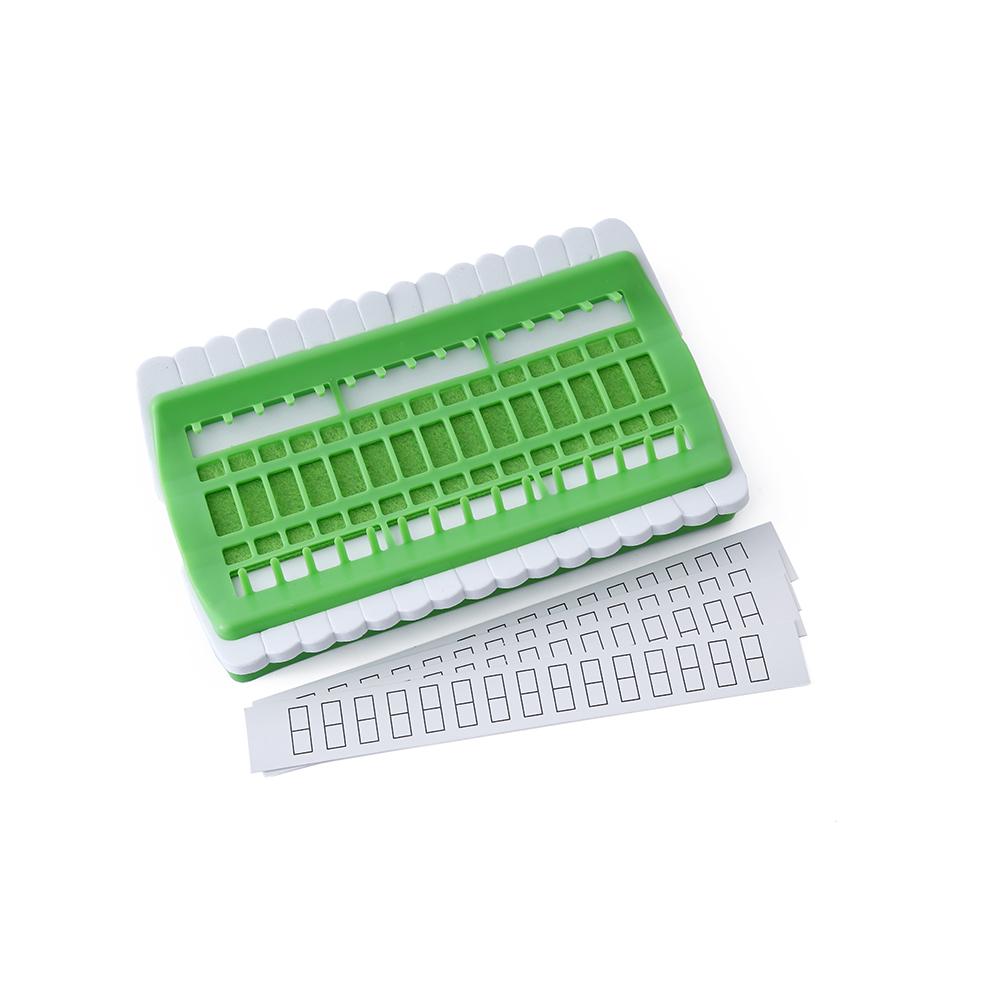 Soporte portátil para agujas de coser, organizador de hilo de bordar, 30 posiciones, juego de herramientas de línea de fila de punto de cruz, herramientas de costura DIY: Green