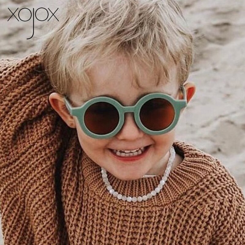 Xojox børn dekorative solbriller vintage runde søde piger drenge briller udendørs børn nuancer briller retro baby solbriller