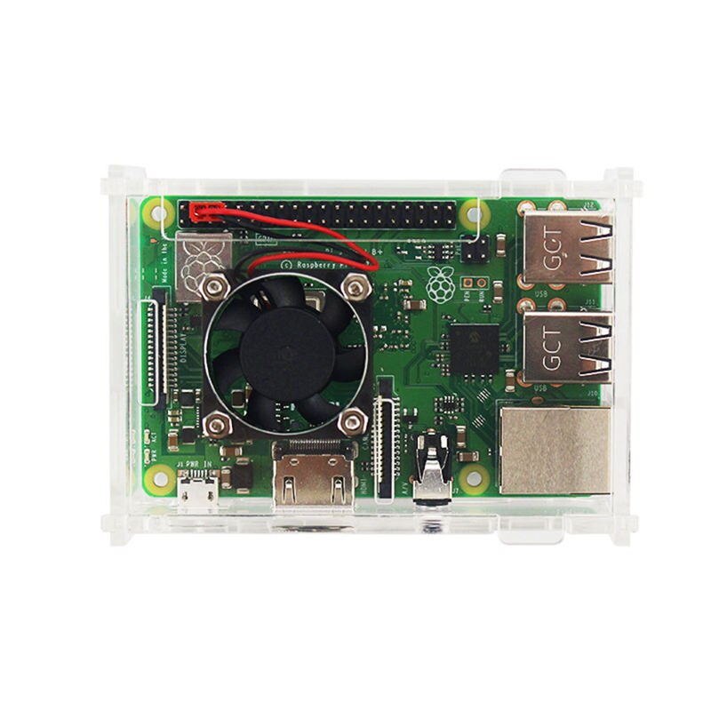 Per Raspberry Pi 3 modello B +(Plus) custodia in acrilico coperchio scatola trasparente Shell + ventola di raffreddamento + dissipatore di calore in alluminio per Raspberry Pi 3 M: Default Title