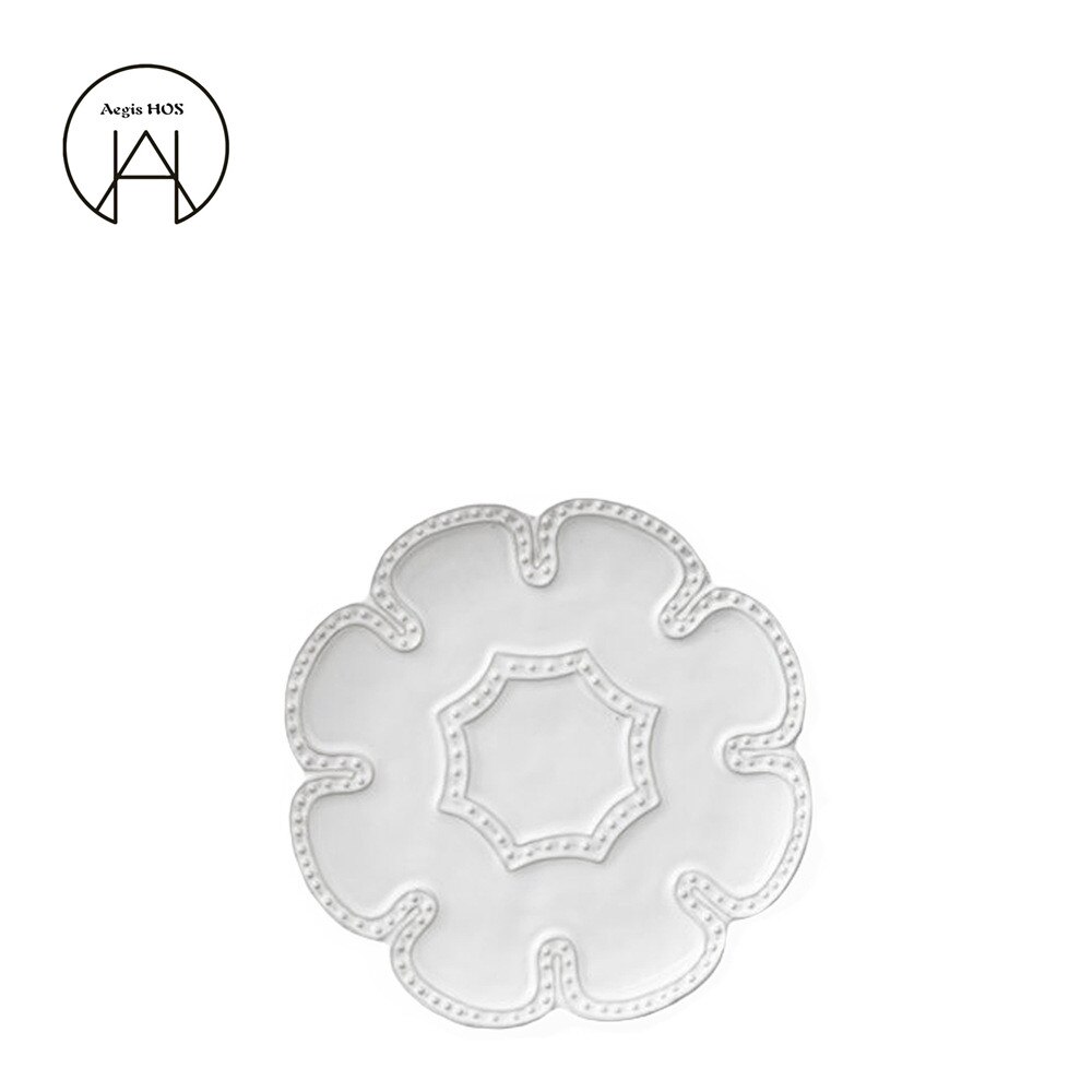 Produkt-fransk hvit preget keramisk tallerken 4 stykker servise high-end restaurant dessertretter: 16.5cm