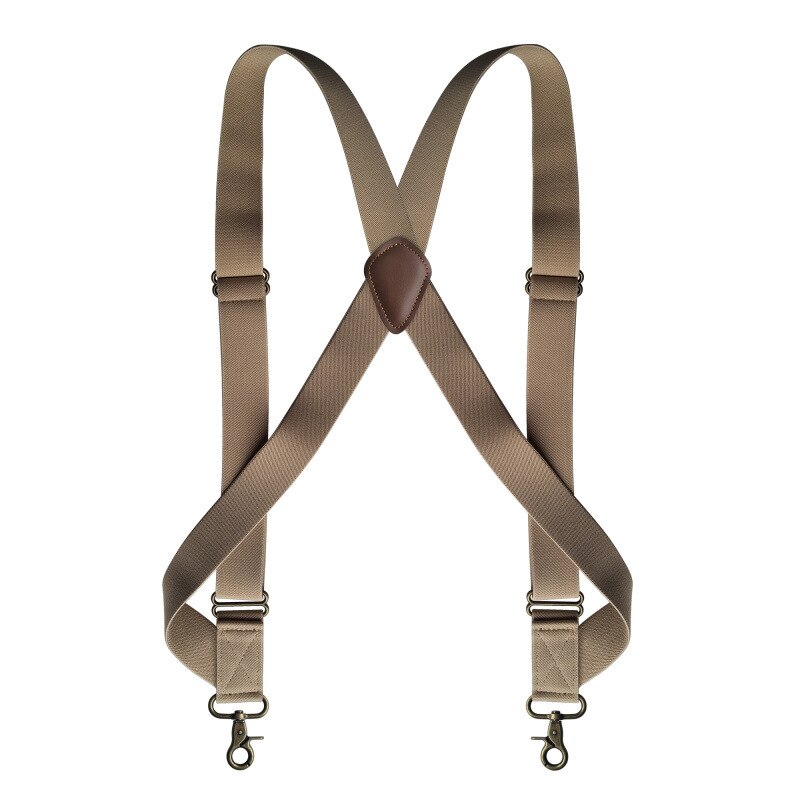 Deepeel 1Pc 3.5X125cm Mannen Jarretel X-Vormige Stretch Brede Bretels Werk Bretels Haak Gesp 2 Clips Bandjes man Jockstrap: Beige