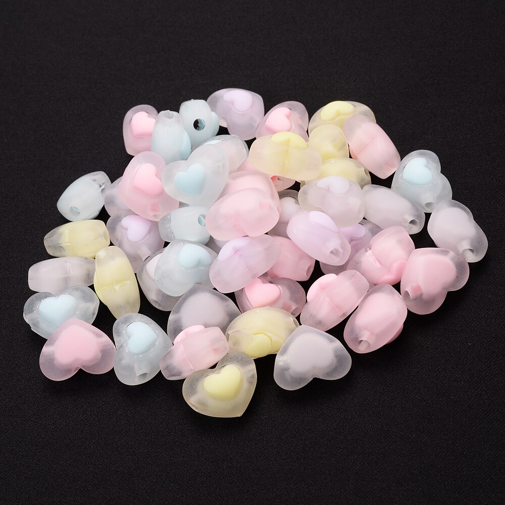 30 stk 17mm matte hjerte akryl perler slik farve gelé løse perler til armbånd smykker fremstilling af gør-det-selv håndlavet tilbehør