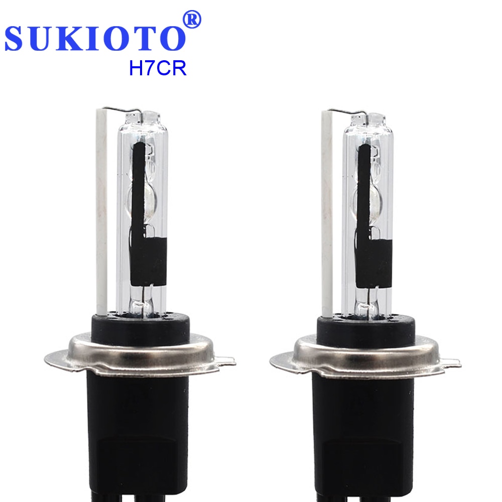 SUKIOTO rapide lumineux H7C xénon H7CR 6000 K base en métal HID ampoule au xénon 35 W 55 W AC Tube court H7 C H7C-R pour HID xénon Ballast Kit