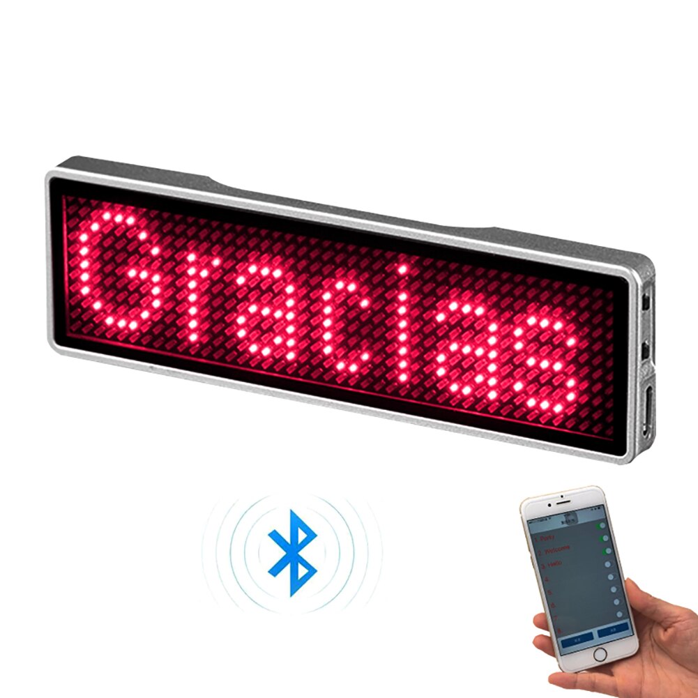 Bluetooth digital LED badge DIY programmable scrolling message mini LED display party event clear 11*55 pixels LED name sign
