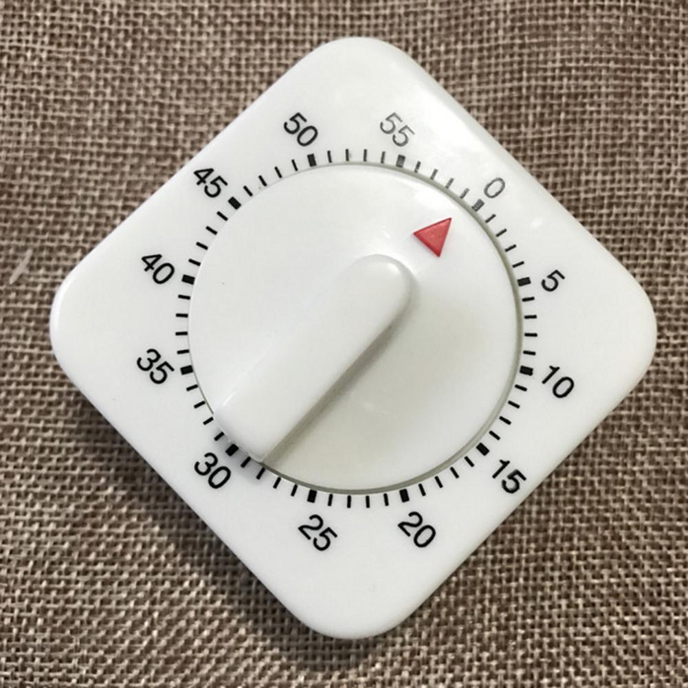 Mini ABS 60 Minutes Square Kitchen Timer Portable White Cooking Countdown Alarm Durable Cooking Mechanical Timing Tool