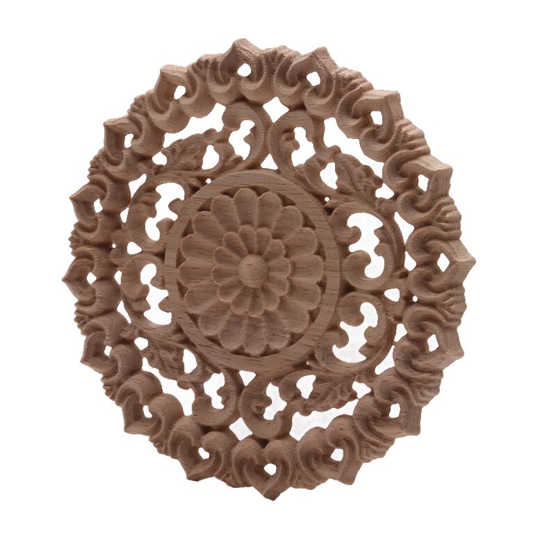 Wood Decal Furniture Decoration Accessories Wood Applique Flower Wood Decal Antique Exquisite Long Flower Wooden Window