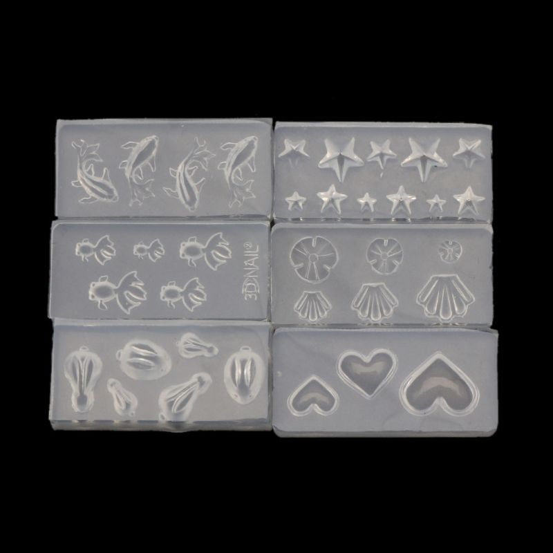 6 pièces Mini taille poisson rouge Lotus feuille boucles d'oreilles eau Dag bricolage résine bijoux moule Kit cristal époxy moule bricolage fabrication de bijoux: 6pcs