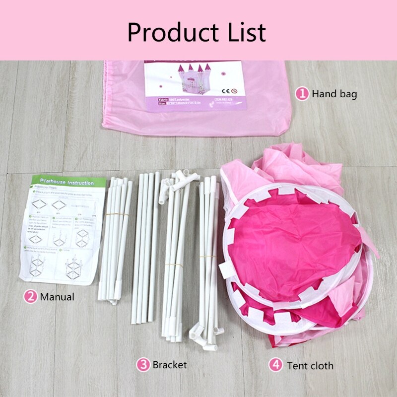 130cm/51in Baby Tent Princess Castle Building Folding Bedroom Tent Easy Assemble Indoor Interactive Play House for Girls D5QA