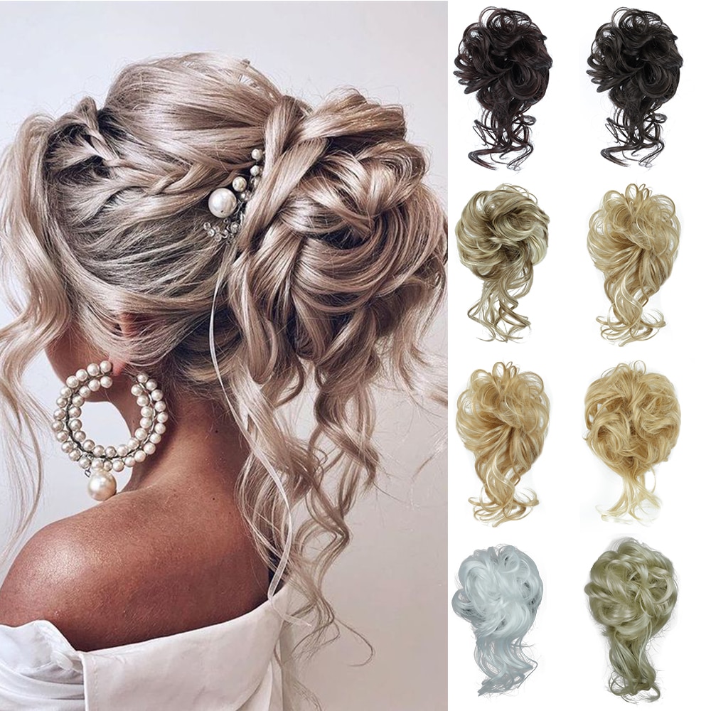 Hairstar Bun Extensions Rommelig Krullend Elastische Haar Scrunchies Haarstukjes Synthetische Chignon Donut Opgestoken Haar Stukken Voor Vrouwen Meisjes
