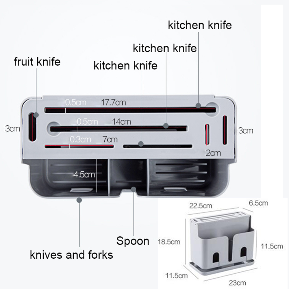 Køkkenredskabsholder plastik knivstativ holder organizer multifunktionel køkken opbevaringsboks stativ bestikholder